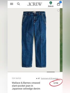 J. Crew × Wallace & Barnes Japanese Selvedge Slant Pocket Relaxed Demin Trouser